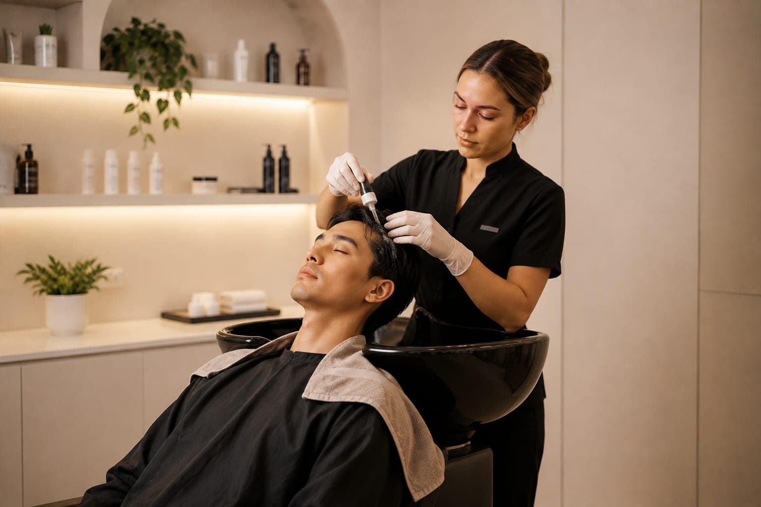 Mens Scalp Treatment + Cut at Meow Aesthetics