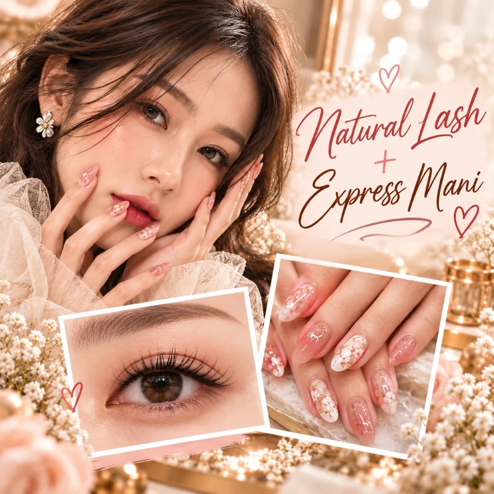 Natural Lash Extension + Express Gel Mani at Meow Aesthetics